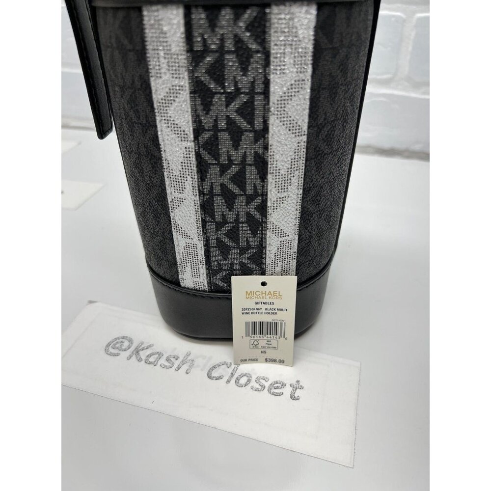 Michael Kors wine bottle holder with stripe black multi - Picture 8 of 8